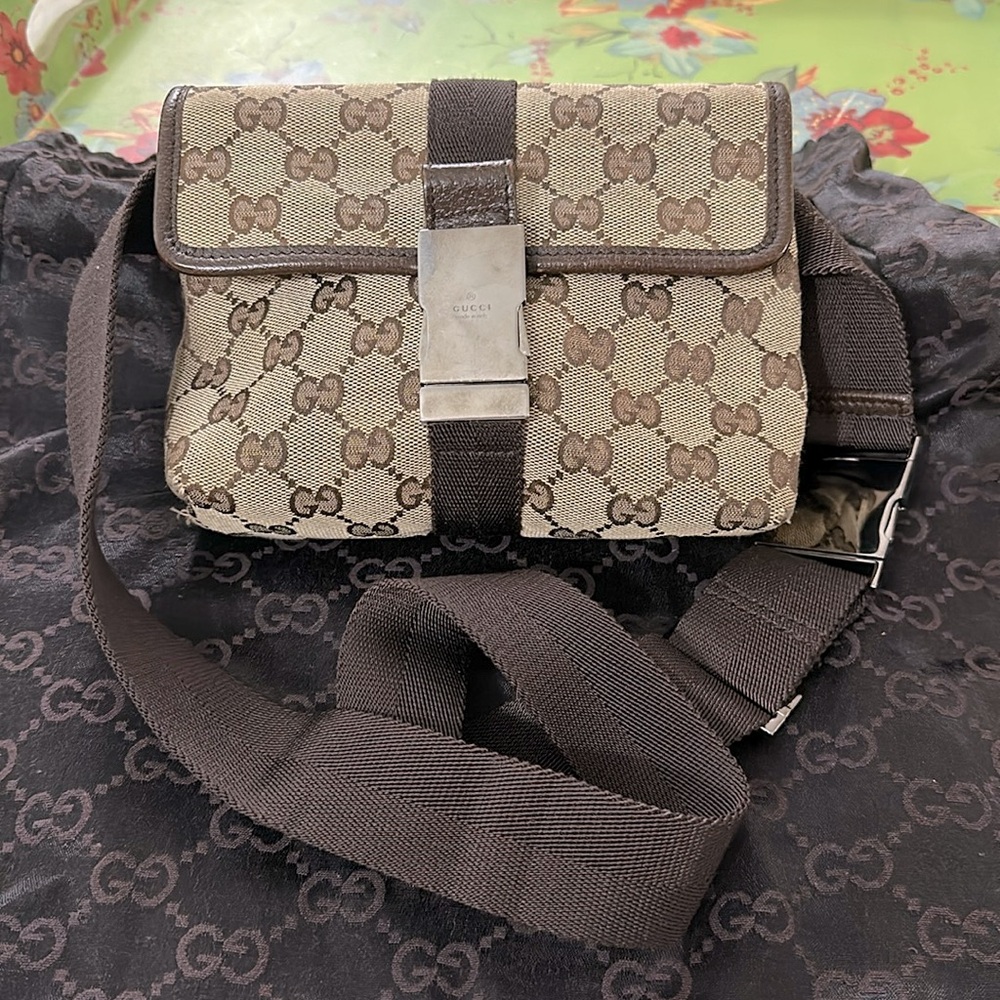 Vintage Gucci Canvas Monogram Belt Bag